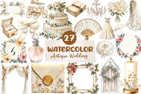 Antique Ivory Wedding Clipart: Elegant Designs for Timeless Projects