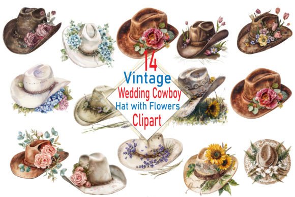 Charm and Whimsy: The Vintage Wedding Cowboy Hat with Flowers