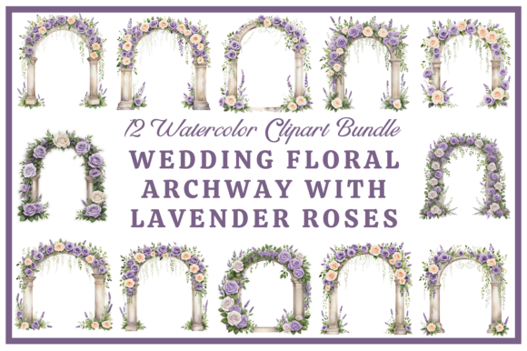 Dreamy Lavender Rose Arch Clipart for Romantic Designs