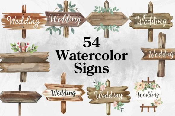 Elegant Watercolor Wedding Signs: 54 Designs for Your Special Day