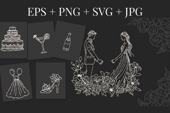 Elegant White Line Art for Romantic Wedding Projects