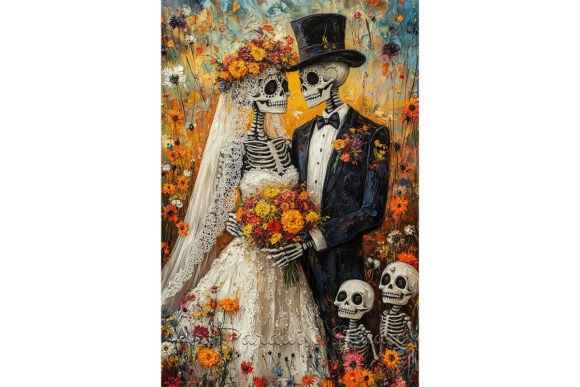 Embrace Bold Tradition: The Skeleton Wedding in Autumn Garden Art