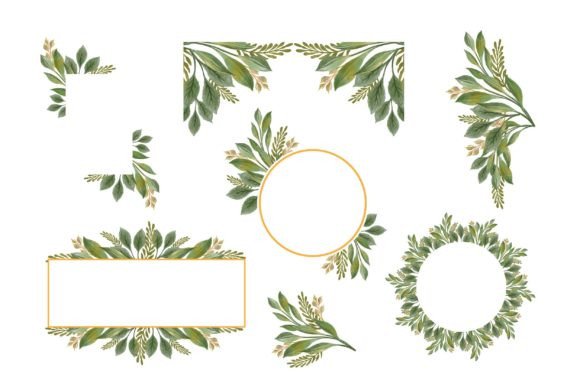 Green Leaves Border: A Watercolor Floral Design for Every Project