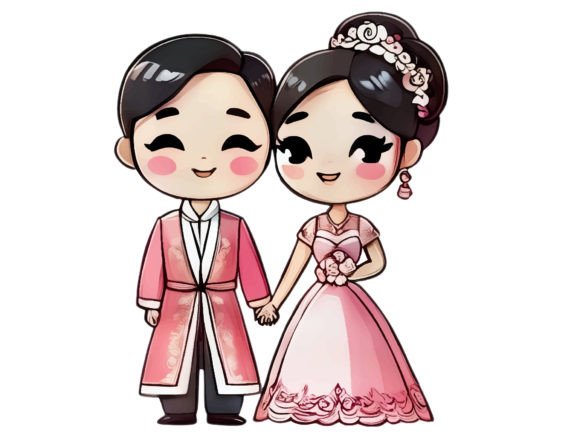 Modern Romance Meets Digital Design: A Couple in a Wedding Dress and Suit