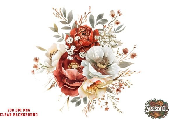 Red Wedding Flower Clipart: A Spring Collection for Every Project