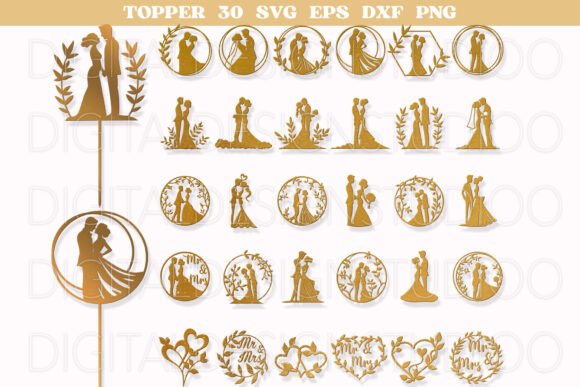 Wedding Cake Topper SVG: The Mr & Mrs Design Bundle