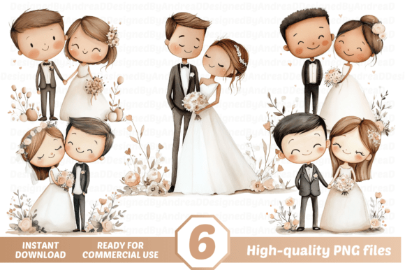 Wedding Couple Clipart: Just Married PNG Designs for Your Projects
